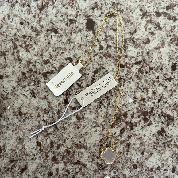 Rachel Zoe Black and Gold Necklace with Clover Pendant - Picture 4 of 5